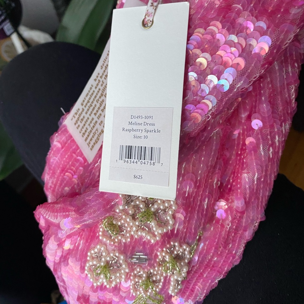 LoveShackFancy Pink Sequin Floral Mini Dress - Picture 11 of 15
